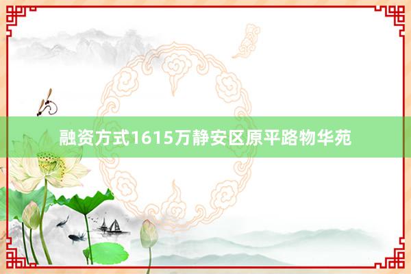 融资方式1615万静安区原平路物华苑