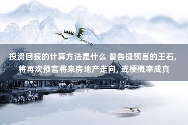 投资回报的计算方法是什么 曾告捷预言的王石, 将再次预言将来房地产走向, 或梗概率成真