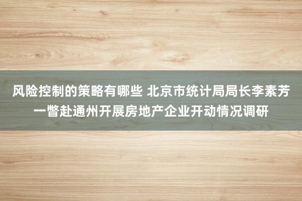 风险控制的策略有哪些 北京市统计局局长李素芳一瞥赴通州开展房地产企业开动情况调研