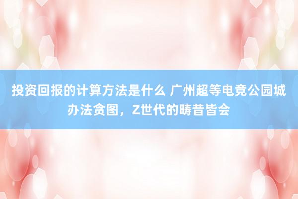 投资回报的计算方法是什么 广州超等电竞公园城办法贪图，Z世代的畴昔皆会