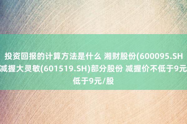 投资回报的计算方法是什么 湘财股份(600095.SH)拟减