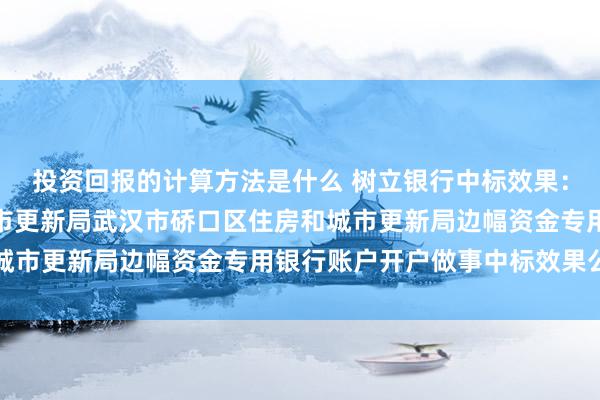 投资回报的计算方法是什么 树立银行中标效果：武汉市硚口区住房和城市更新局武汉市硚口区住房和城市更新局边幅资金专用银行账户开户做事中标效果公告