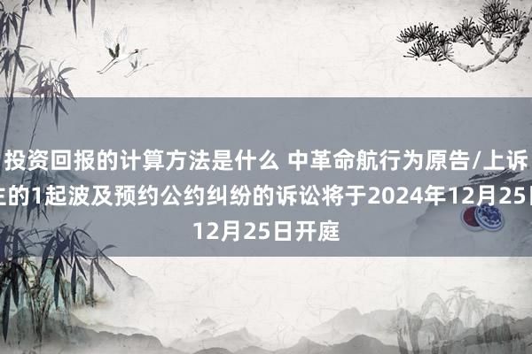 投资回报的计算方法是什么 中革命航行为原告/上诉东谈主的1起波及预约公约纠纷的诉讼将于2024年12月25日开庭