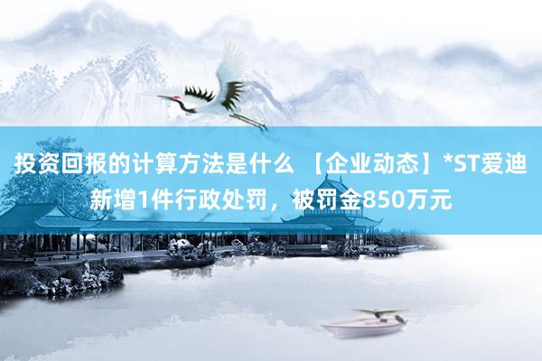 投资回报的计算方法是什么 【企业动态】*ST爱迪新增1件行政处罚，被罚金850万元