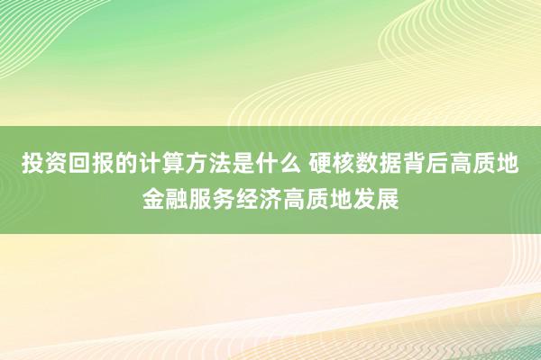 投资回报的计算方法是什么 硬核数据背后高质地金融服务经济高质地发展