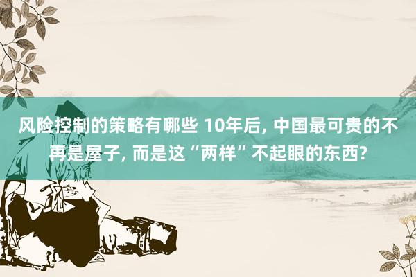 风险控制的策略有哪些 10年后, 中国最可贵的不再是屋子, 