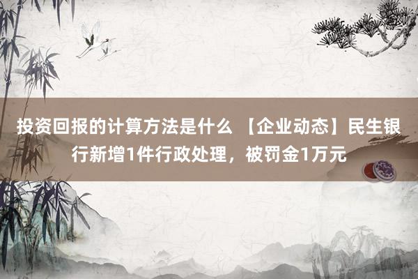 投资回报的计算方法是什么 【企业动态】民生银行新增1件行政处理，被罚金1万元