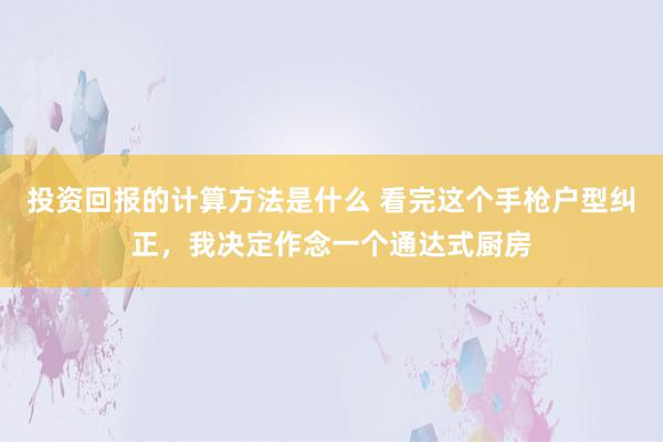 投资回报的计算方法是什么 看完这个手枪户型纠正，我决定作念一个通达式厨房