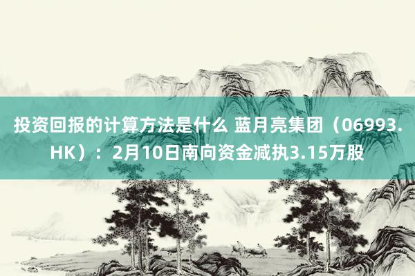 投资回报的计算方法是什么 蓝月亮集团（06993.HK）：2月10日南向资金减执3.15万股