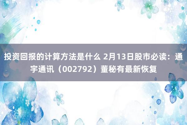 投资回报的计算方法是什么 2月13日股市必读：通宇通讯（002792）董秘有最新恢复