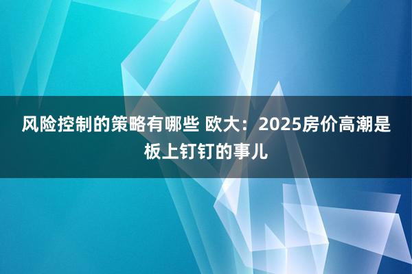 风险控制的策略有哪些 欧大：2025房价高潮是板上钉钉的事儿