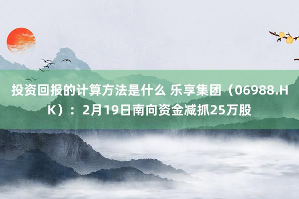 投资回报的计算方法是什么 乐享集团（06988.HK）：2月19日南向资金减抓25万股