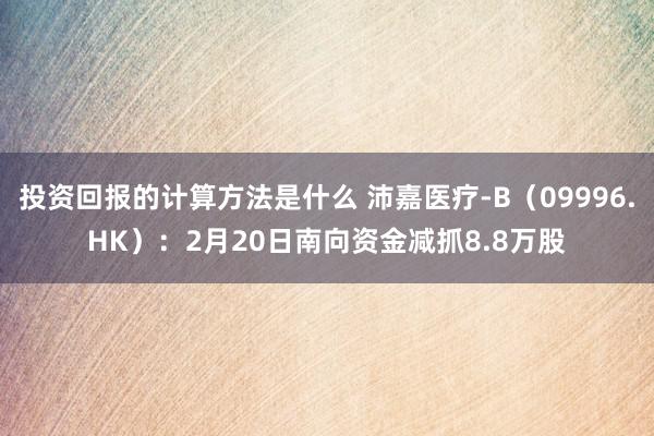 投资回报的计算方法是什么 沛嘉医疗-B（09996.HK）：2月20日南向资金减抓8.8万股