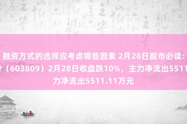 融资方式的选择应考虑哪些因素 2月28日股市必读：豪能股份（603809）2月28日收盘跌10%，主力净流出5511.11万元