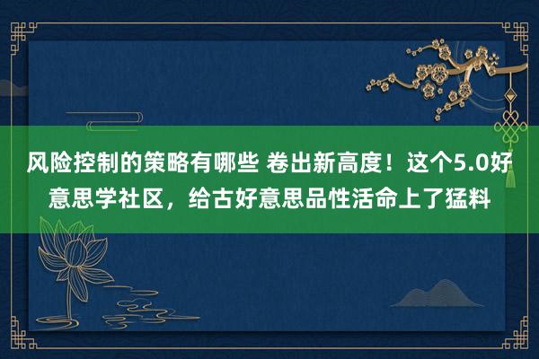 风险控制的策略有哪些 卷出新高度！这个5.0好意思学社区，给古好意思品性活命上了猛料