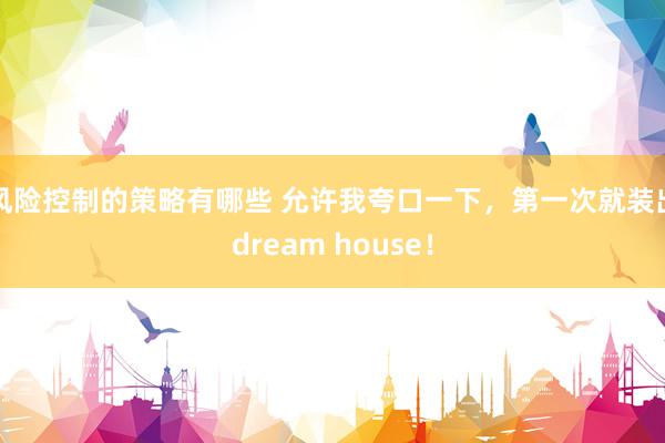 风险控制的策略有哪些 允许我夸口一下，第一次就装出dream house！