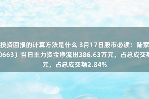 投资回报的计算方法是什么 3月17日股市必读：陆家嘴（600663）当日主力资金净流出386.63万元，占总成交额2.84%